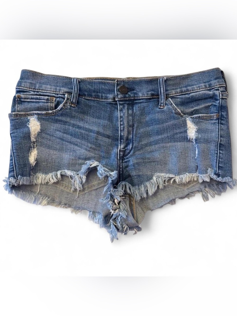 Abercrombie & Fitch Distressed Denim Cutoff Shorts - Light Blue